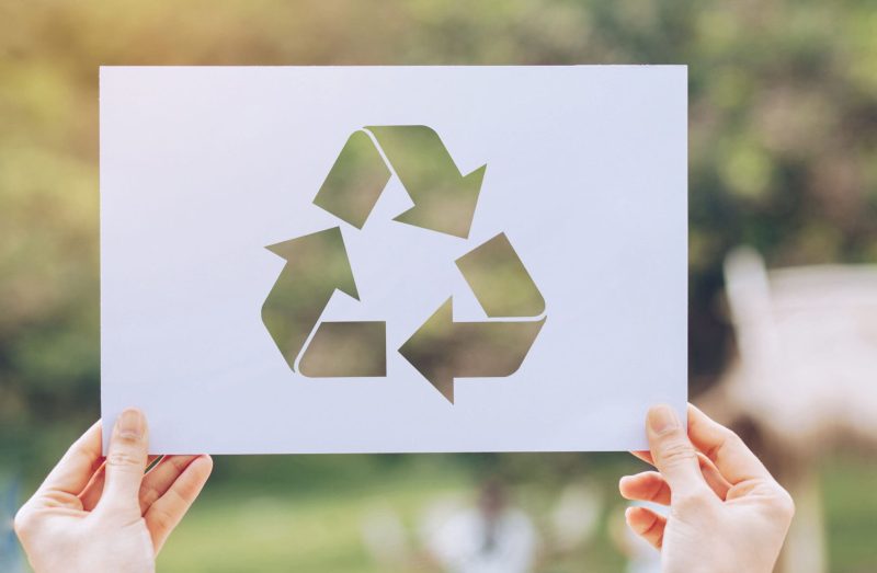 save world ecology concept environmental conservation with hands holding cut out paper recycle showing